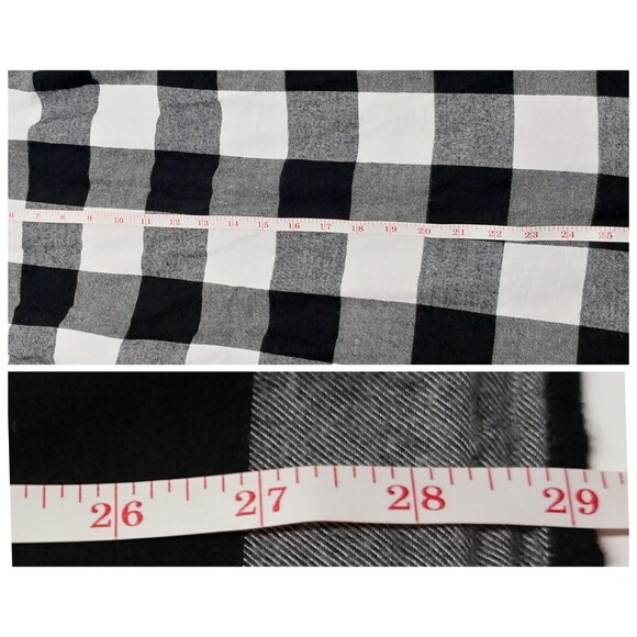 George Mens Plaid Flannel Shirt Medium 38-40 Button Black White Cotton Blend GUC - Picture 9 of 15